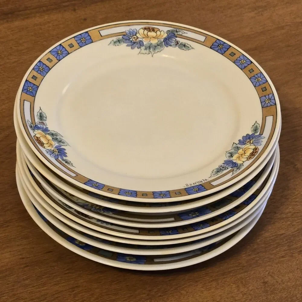 7 Antique Vtg Rosenthal Selb Bavaria Porcelain Floral Gold Gilt Dessert Plates